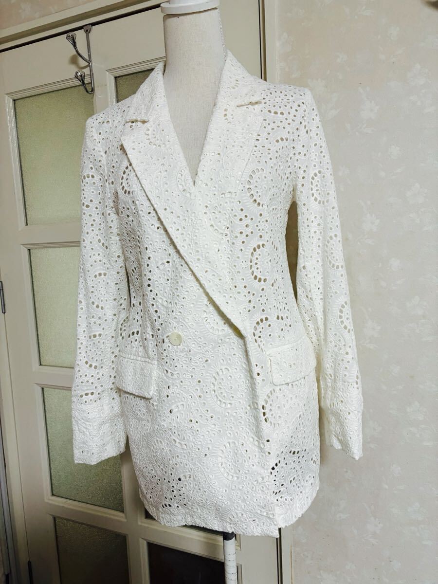 極美品 ラウンジドレス 総レース ロング ジャケット 白 綿 100 Fサイズ 極美品 ラウンジドレス 総レース ロング ジャケット 白 綿 100 F