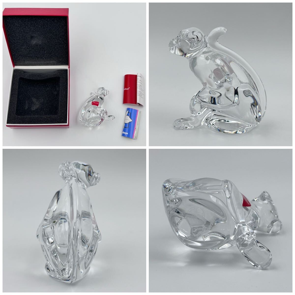 AZ-601 Baccarat バカラ 干支 フィギュリン 4点 箱 栞 AZ-601 Baccarat バカラ 干支 フィギュリン 4点 箱 栞