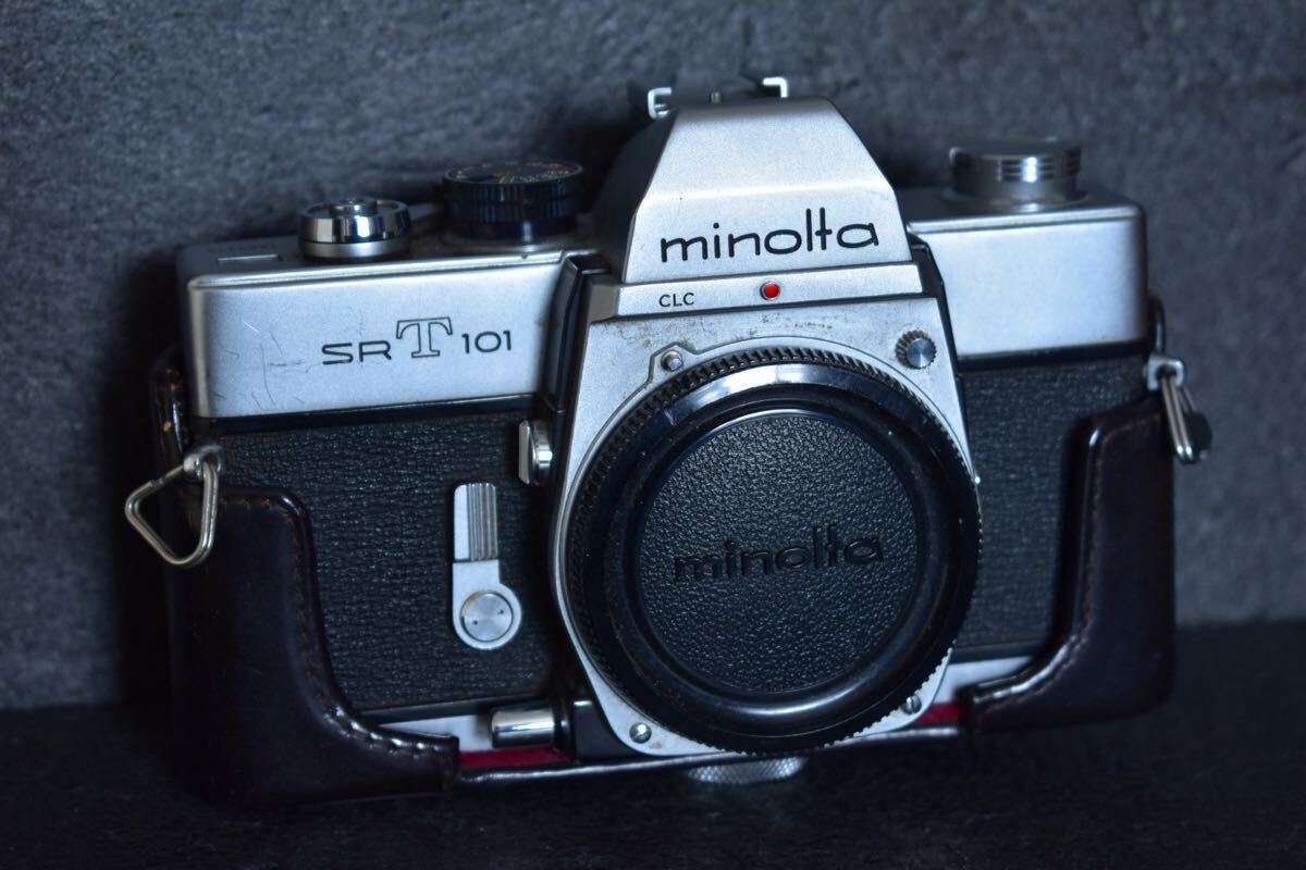 ミノルタ SRT101 シルバー ハーフレザーカバー 露出計動作OK フィルムカメラ ボディ minolta