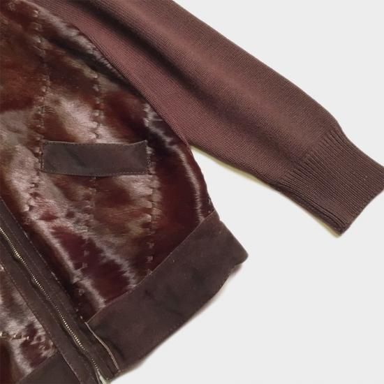 希少! 60's 70's ハラコ ジップアップ ニット ジャケット カーディガン italy イタリア製 vintage ヴィンテージ knit jacket unborn calf _画像4