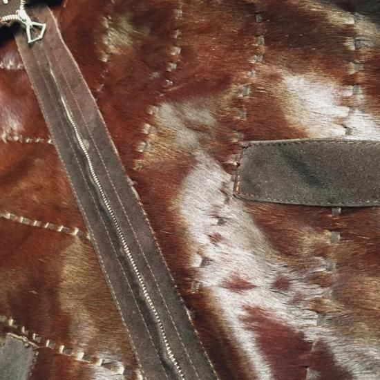 希少! 60's 70's ハラコ ジップアップ ニット ジャケット カーディガン italy イタリア製 vintage ヴィンテージ knit jacket unborn calf _画像5