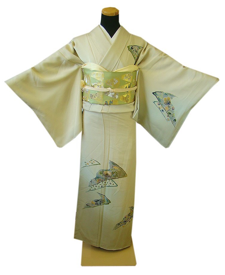 時代屋 裄68.2cm 縮緬地 金彩染柄 附下げ 訪問着 西陣織 袋帯 時代屋 裄68.2cm 縮緬地 金彩染柄 附下げ 訪問着 西陣織 袋帯