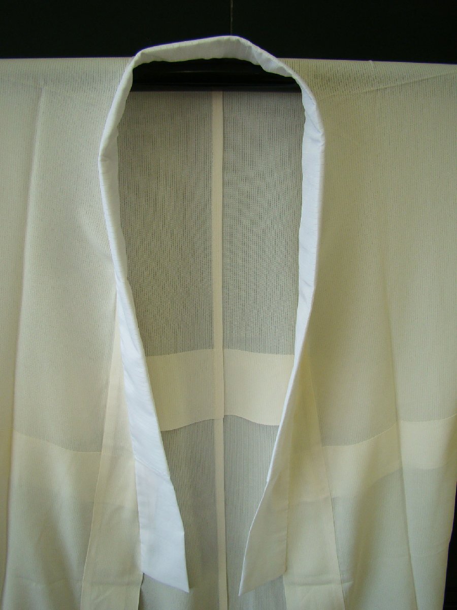夏物 美品 裄65.2ｃｍ　タテ絽 白地 長襦袢 （正絹） Js327 時代屋 夏物 美品 裄65.2cm タテ絽 白地 長襦袢 正絹 仕立上り