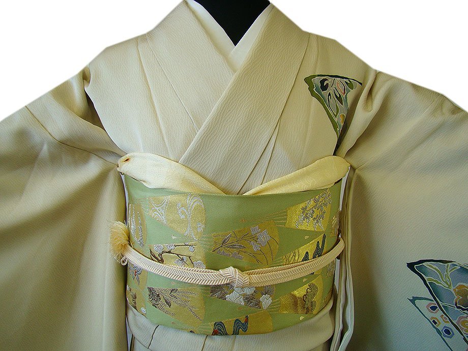時代屋 裄68.2cm 縮緬地 金彩染柄 附下げ 訪問着 西陣織 袋帯 時代屋 裄68.2cm 縮緬地 金彩染柄 附下げ 訪問着 西陣織 袋帯
