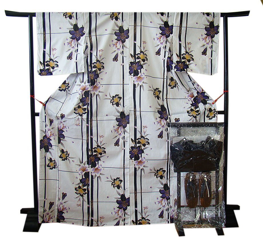 時(shí)代屋 裄67ｃｍ 新品 オトナ浴衣 作り帯 下駄 腰ひも ３點(diǎn) セット 未使用 155ｃｍ～165ｃｍ Ｙｍ114