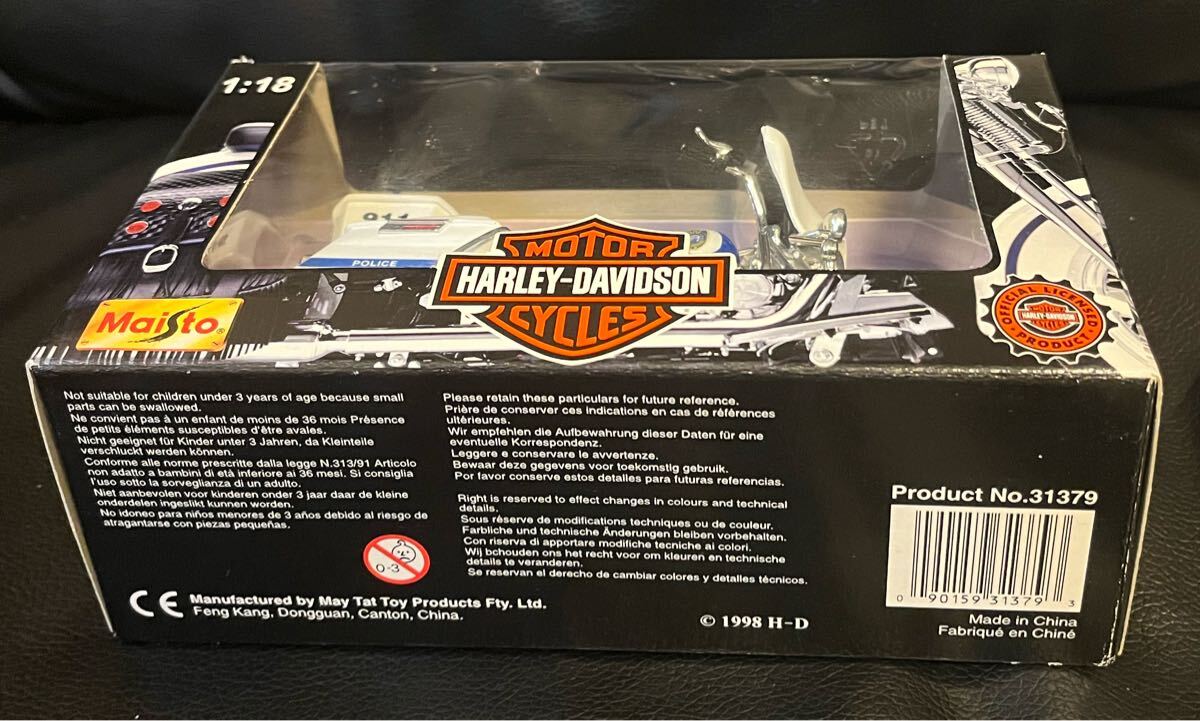 1/18 ハーレーダビッドソン HARLEY-DAVIDSON Milwaukee Police DEPARTMENT ポリス 白バイ ミニカー バイク Maisto マイスト 警察官 911