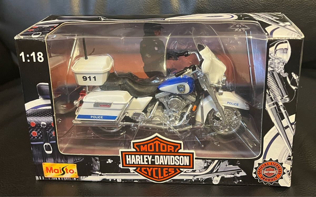 1/18 ハーレーダビッドソン HARLEY-DAVIDSON Milwaukee Police DEPARTMENT ポリス 白バイ ミニカー バイク Maisto マイスト 警察官 911
