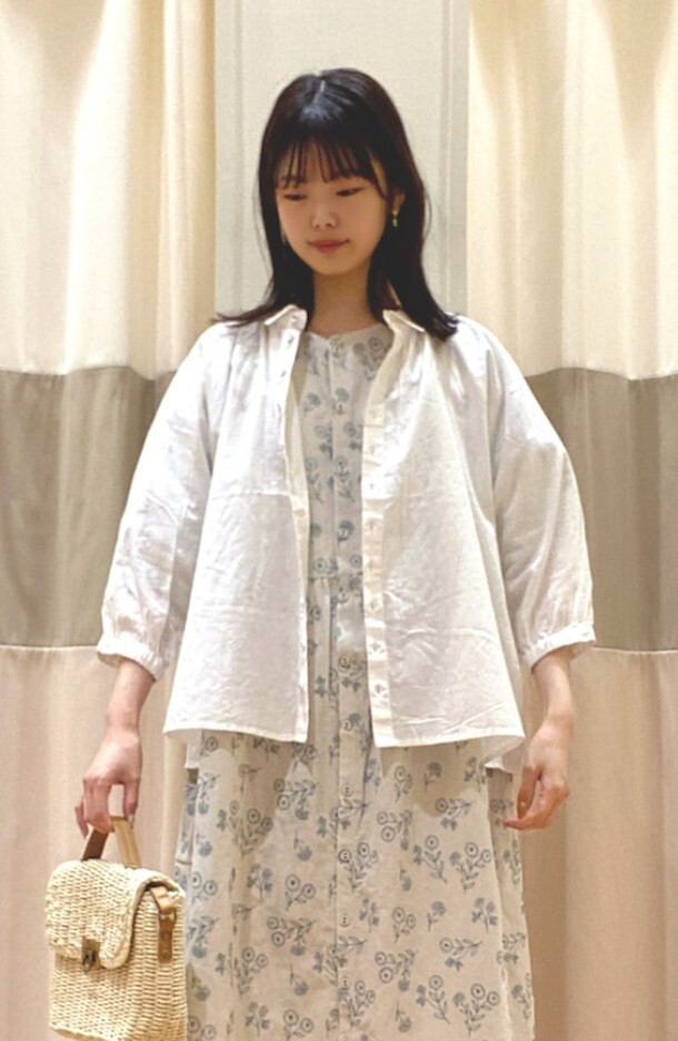 SM2サマンサモスモス【抗菌防臭】初夏のふんわりギャザーシャツ新品オフ 春夏完売