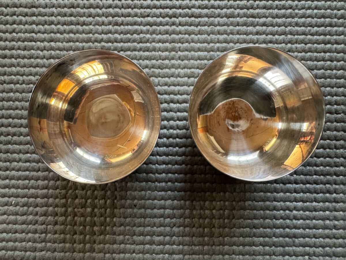 4 民家片付け品 中古 純銀 盃 2個セット 39.3g 刻印あり