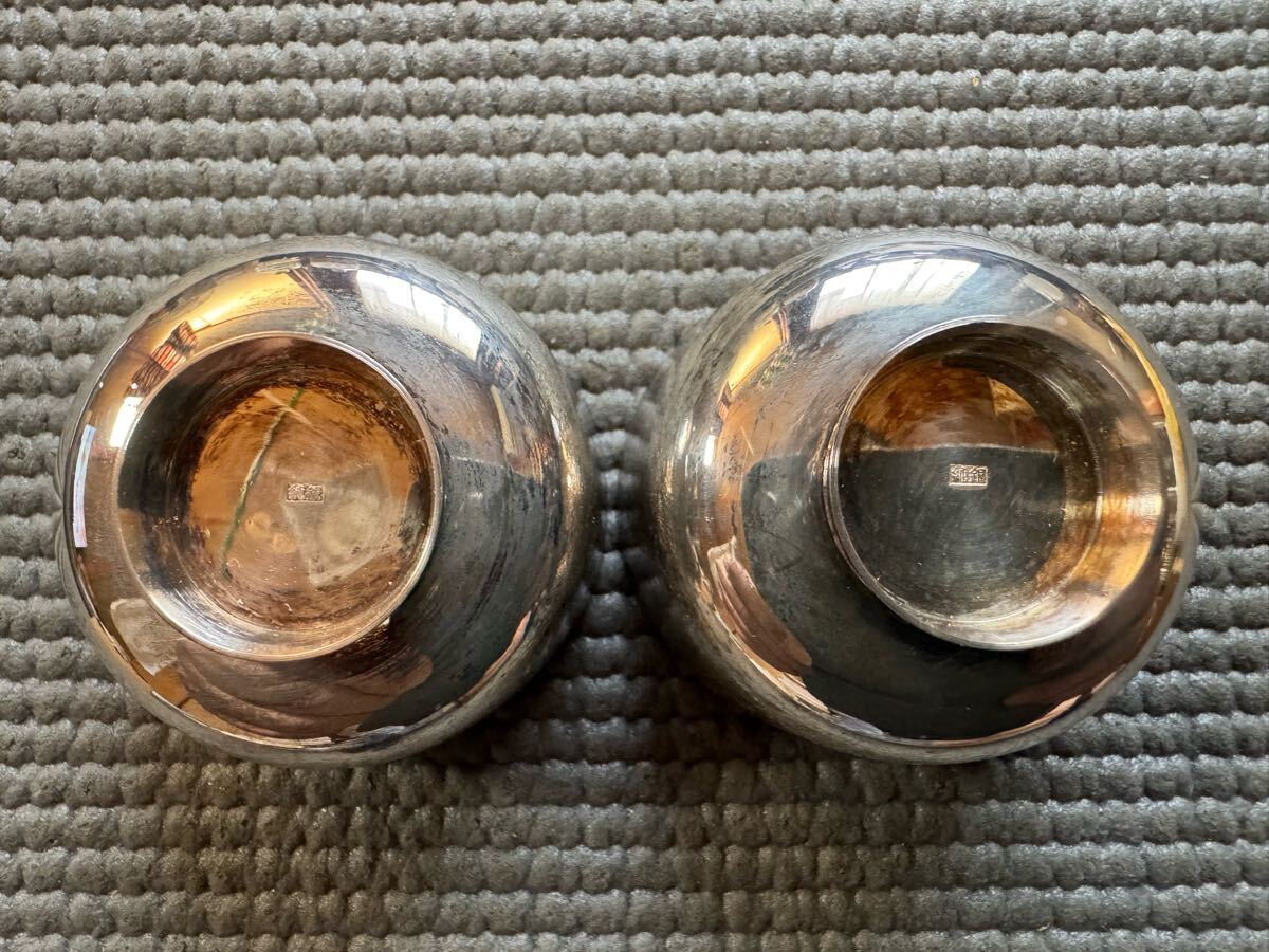 4 民家片付け品 中古 純銀 盃 2個セット 39.3g 刻印あり