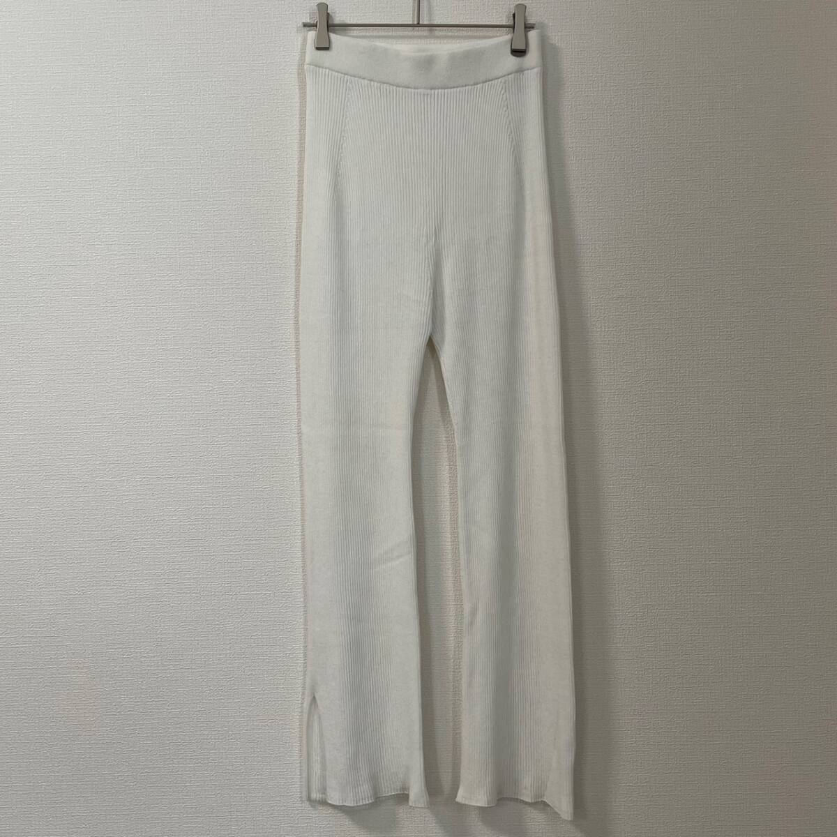 qualite カリテ リブパンツ 日本制 ホワイト 麻混 アバハウス サイズF