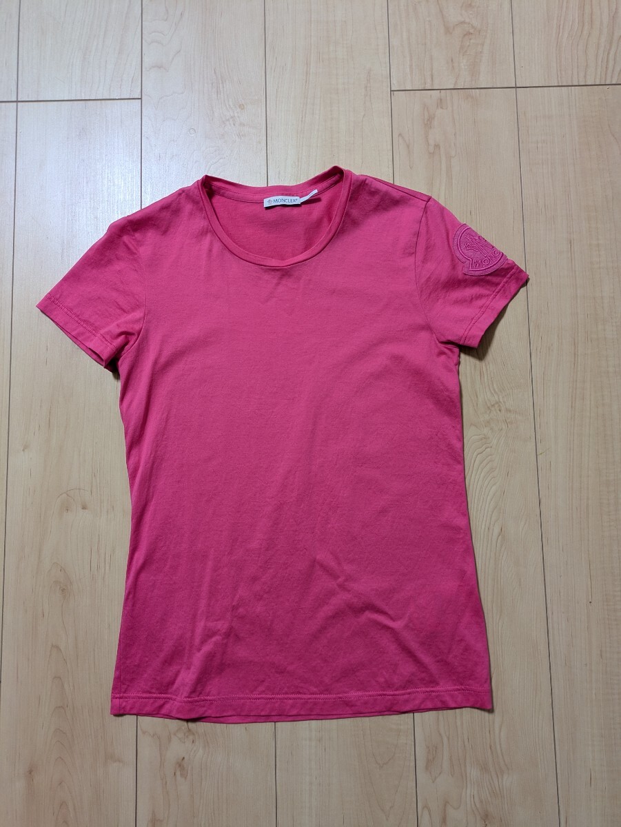MONCLERモンクレール XS レディース 半袖Tシャツ ピンク 袖ロゴ MONCLERモンクレール XS レディース 半袖Tシャツ ピンク 袖ロゴ