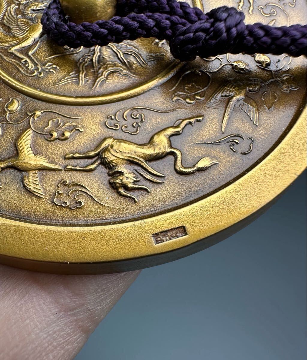 古鏡文鎮 造幣局製 銅鏡 文鎮 置物 銅製 金属工芸 ケース付き 古鏡文鎮 造幣局製 銅鏡 文鎮 置物 銅製 金属工芸 ケース付き