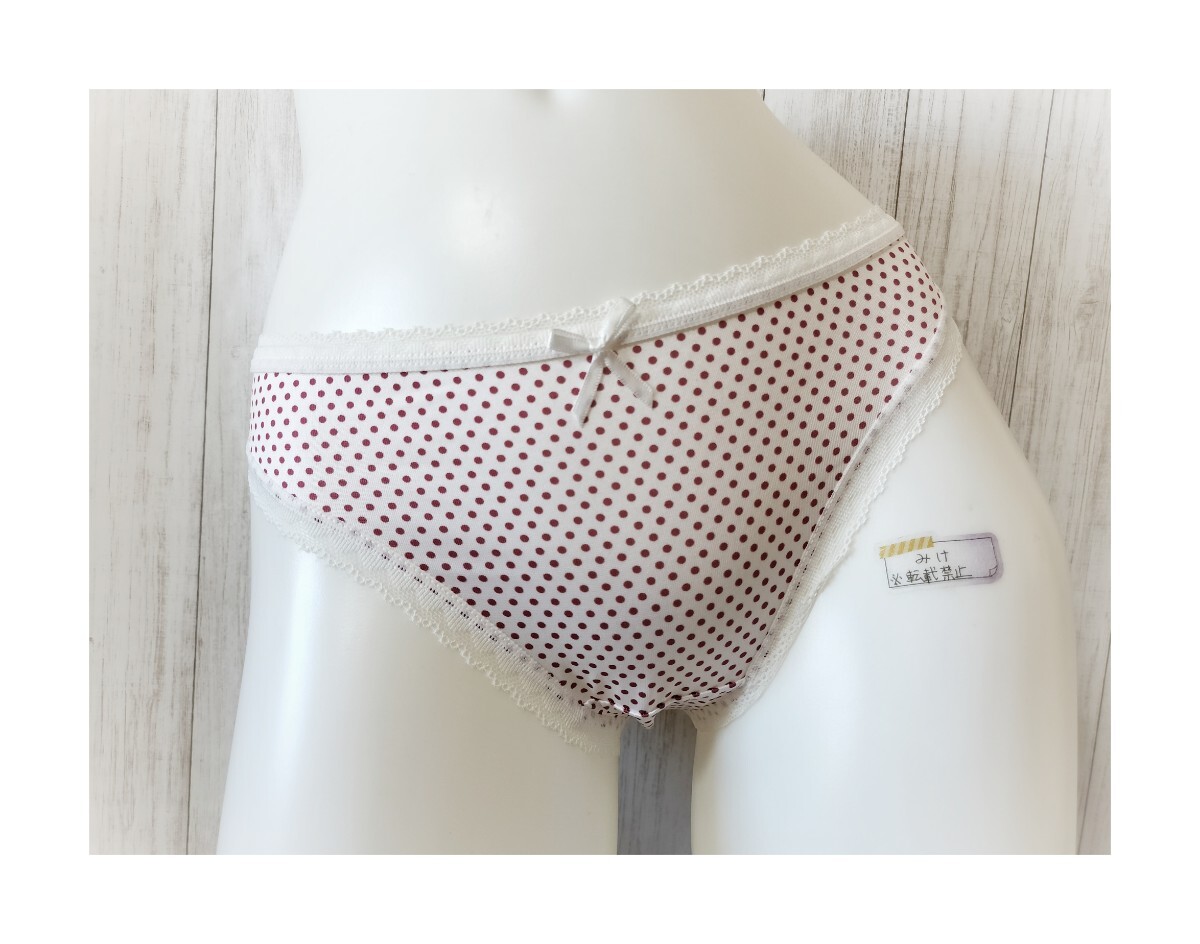 ★新品★ LL Tバック ショーツ ホワイト×ボルドー系 ドット 水玉 セクシーランジェリー レース 大きいサイズ