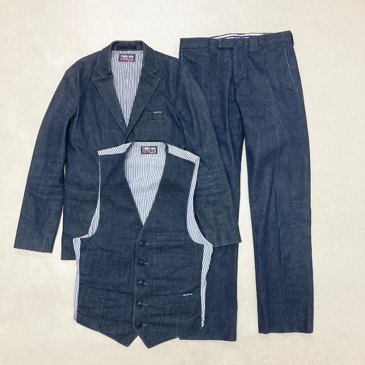○ BLUE BLUE ブルーブルー セットアップ ジャケット ベスト ○ BLUE BLUE ブルーブルー セットアップ ジャケット ベスト