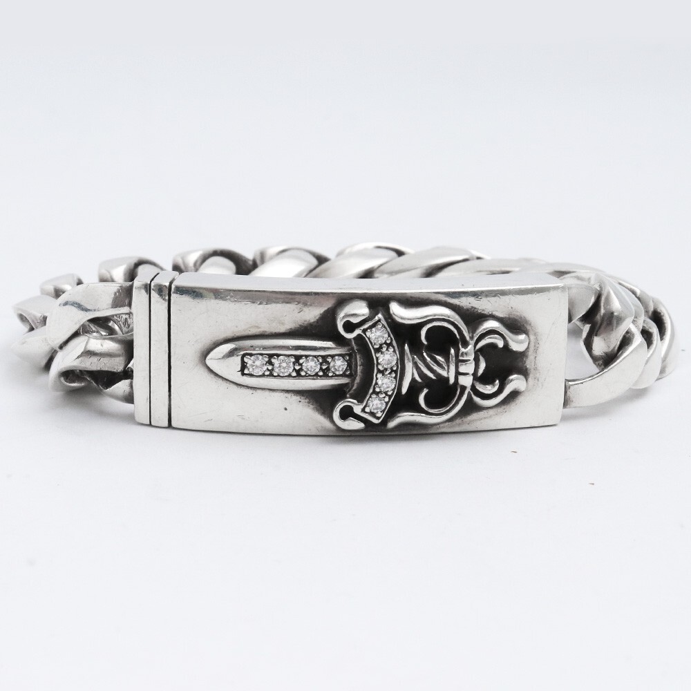 CHROME HEARTS ダガーIDブレスレットクラシックチェーンブレスレット 13リンク パヴェダイヤモンド シルバー クロムハーツ 13link