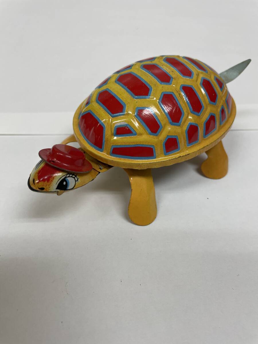 マーク箱付ブリキ□のこのこカメさん ゼンマイ完動品 未使用 - 動物
