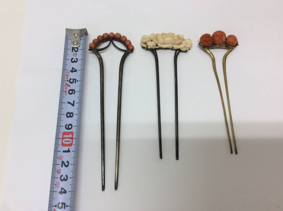 □1879 和装小物 かんざし まとめ 簪 鼈甲 べっ甲 珊瑚 □1879 和装小物 かんざし まとめ 簪 鼈甲 べっ甲 珊瑚