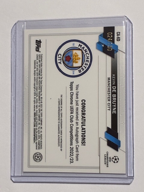 2022-23 Topps Chrome UCL Blue Autograph Kevin De Bruyne /150 2022-23 Topps Chrome UCL Blue Autograph Kevin De Bruyne /150