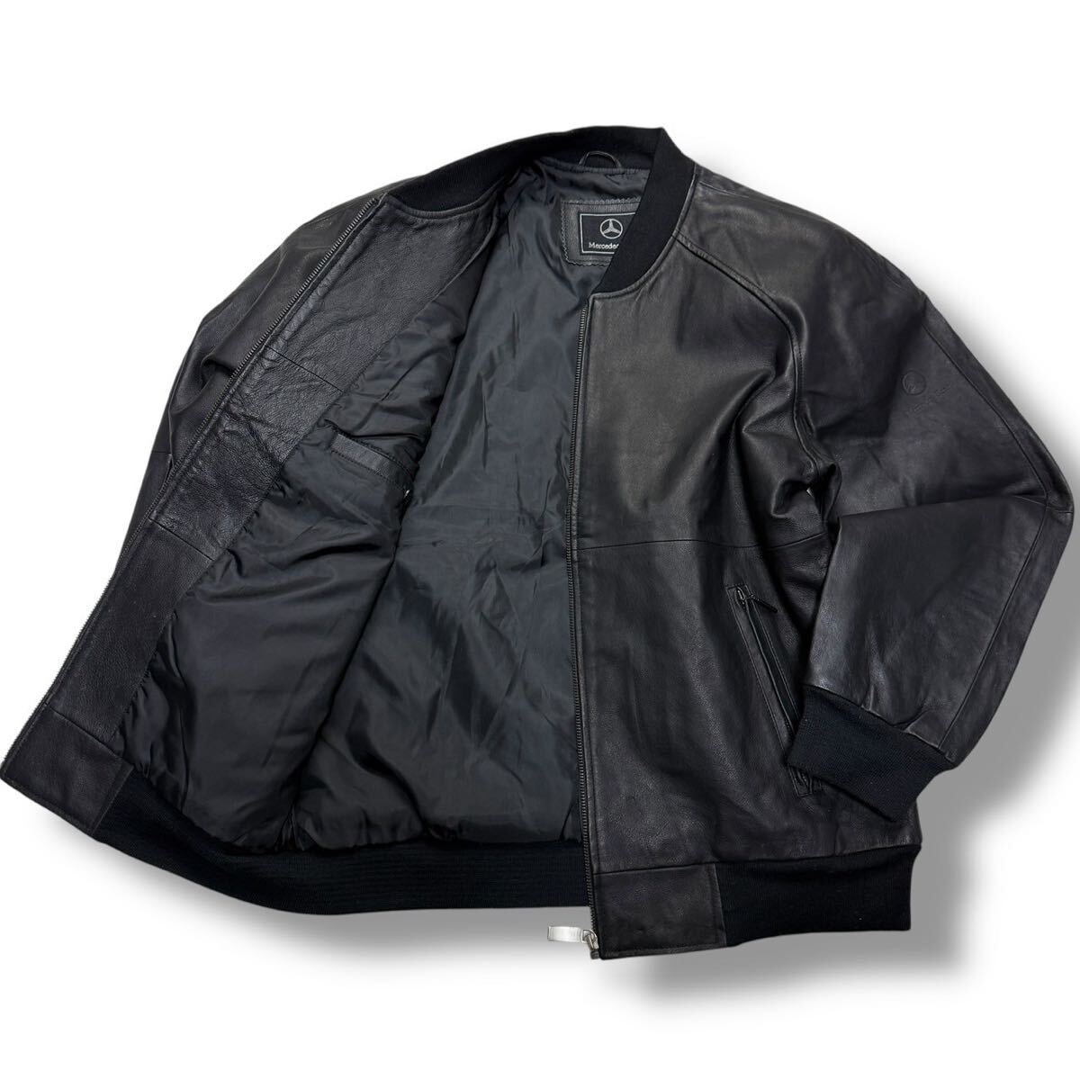 940【極美品 L相当】メルセデスベンツ MA-1レザージャケット 黒 940【極美品 L相当】メルセデスベンツ MA-1レザージャケット 黒