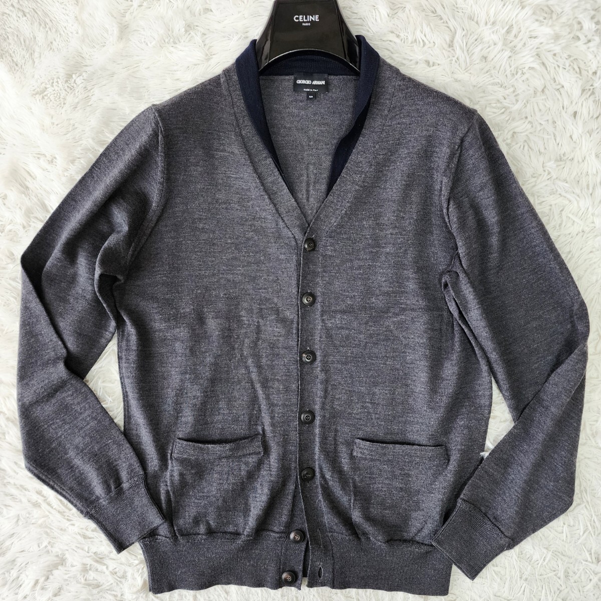 美品 50 L~XL位 GIORGIO ARMANI カーディガン ジョルジオ 美品 50 L~XL位 GIORGIO ARMANI カーディガン ジョルジオ