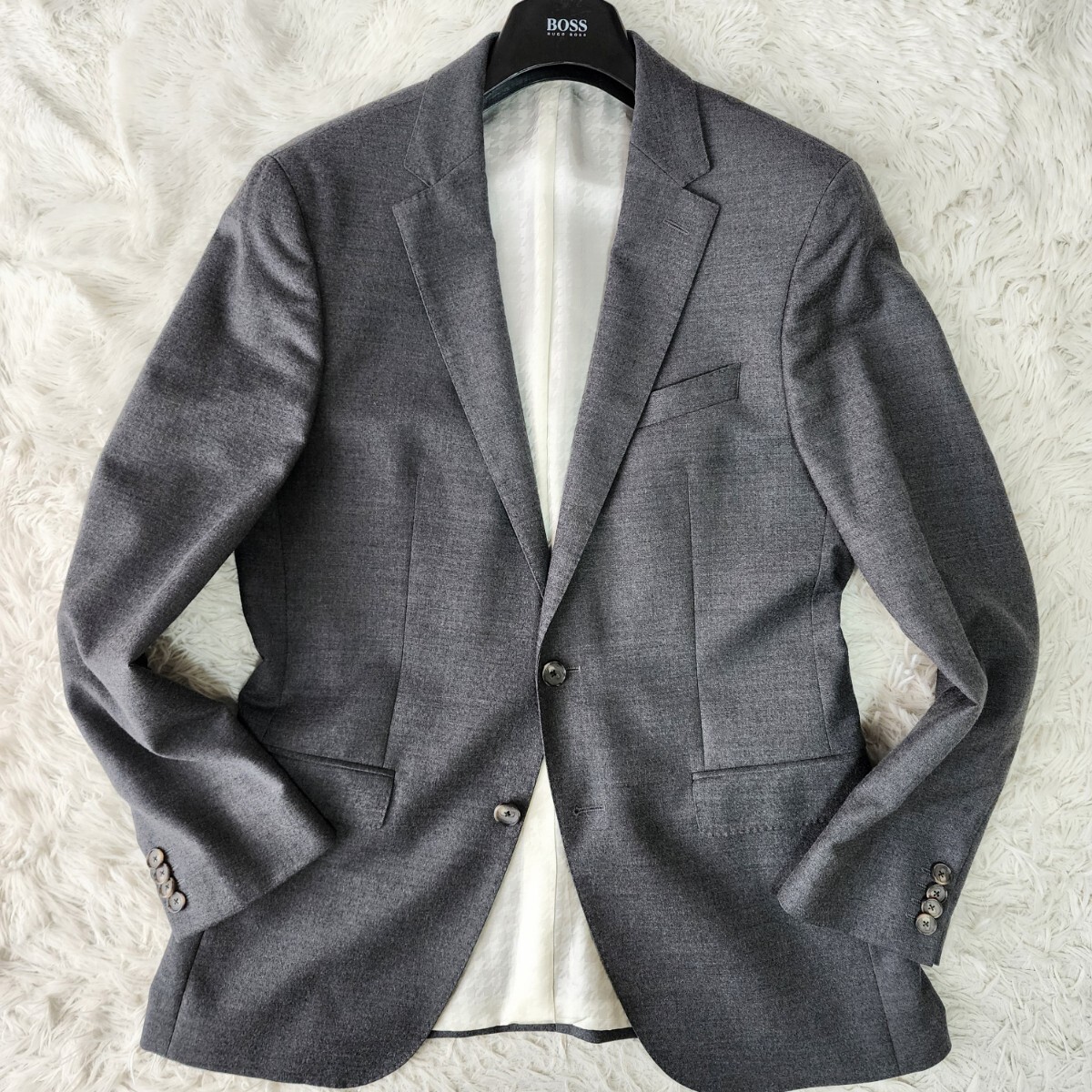 美品 L~XL相当 HUGO BOSS テーラードジャケット STRETCH 美品 L~XL相当 HUGO BOSS テーラードジャケット STRETCH
