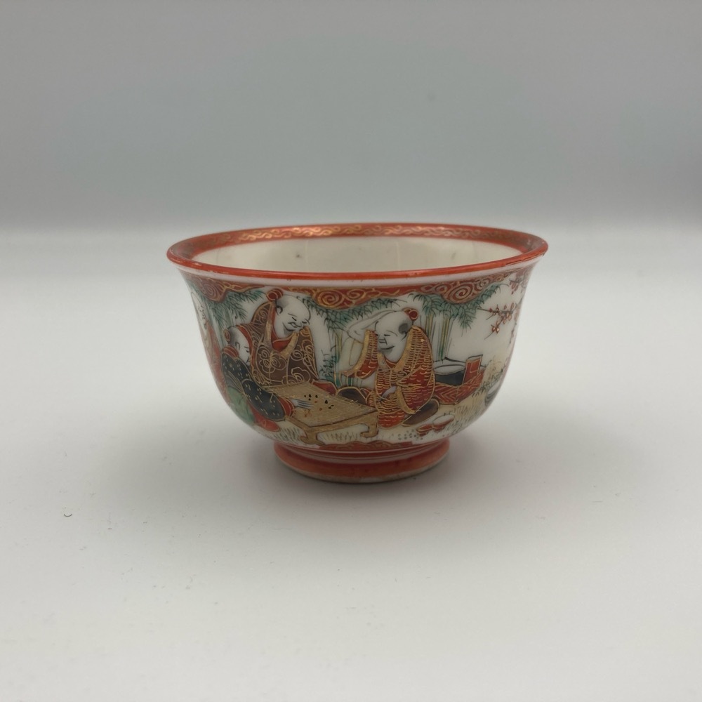 九谷焼赤絵 九谷造 米田画 ぐいみ 煎茶碗 明治器 五客 共箱 骨董 九谷焼赤絵 九谷造 米田画 ぐいみ 煎茶碗 明治器 五客 共箱 骨董