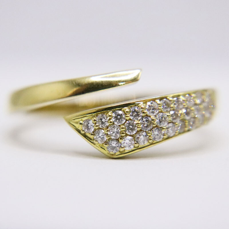 美品 K18YG ダイヤモンドリング D0.35ct ＃6～13號(hào) ピアリング フリーサイズ ゴールド 指輪 レディースアクセサリー 上質(zhì)ダイヤ 送料無料