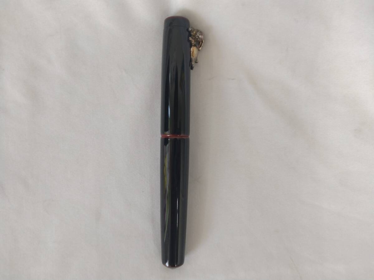 超美品 中屋 万年筆 朱塗り 14K 細 NAKATA 旧刻印 17mm 筆記具