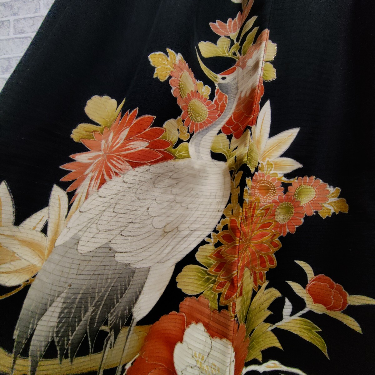 夏用 刺繍 黒留袖 ゴムスカート 着物リメイク ハンドメイド 夏用 刺繍 黒留袖 ゴムスカート 着物リメイク ハンドメイド