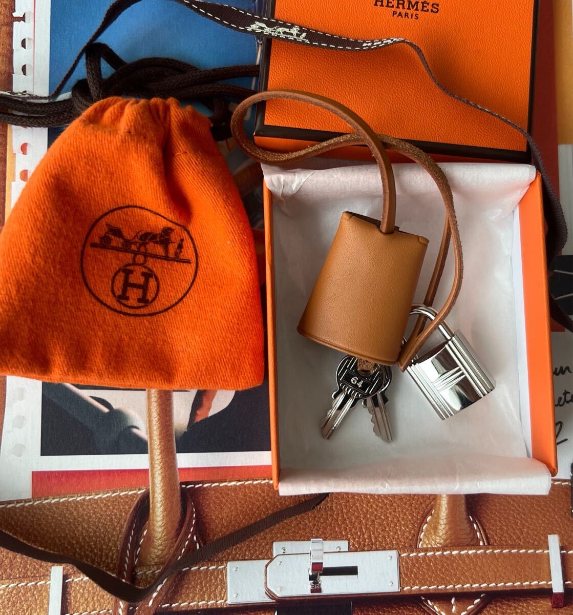未使用に近い】HERMES エルメス クロシェット 南京錠 カデナ 鍵2 未使用に近い】HERMES エルメス クロシェット 南京錠 カデナ 鍵2