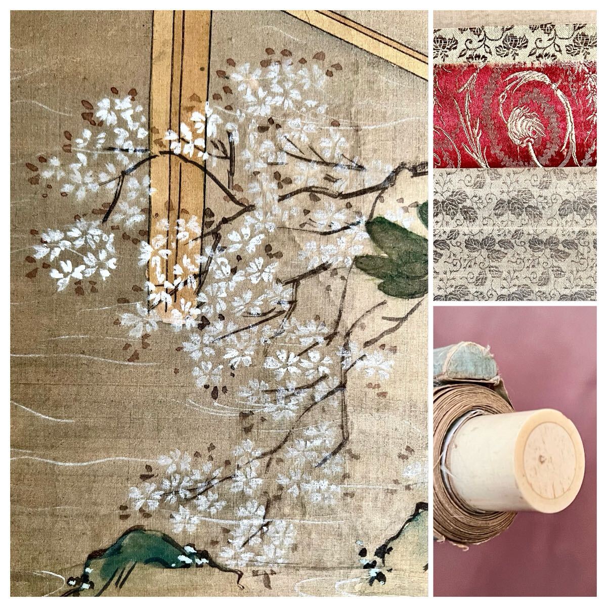 真作/土佐光種/大和絵人物画賛/布袋屋掛軸HJ-430