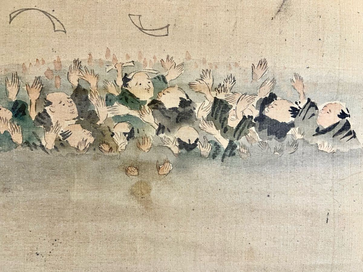 真作】【仙】英一蝶「節分之図」絹本 肉筆 合箱 仏画 仏教美術 真作】【仙】英一蝶「節分之図」絹本 肉筆 合箱 仏画 仏教美術