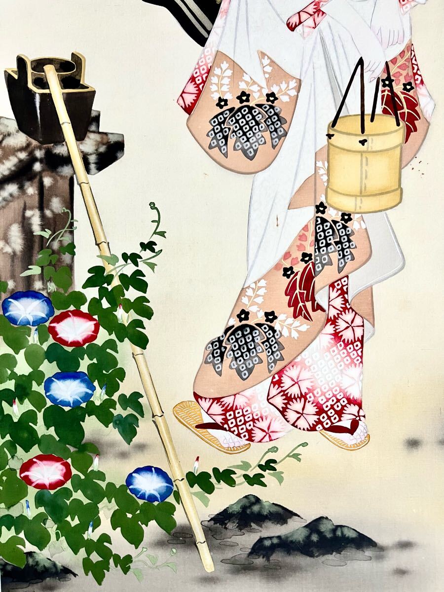 真作】【S8】鏑木清方「加賀乃千代」絹本 肉筆 共箱 二重箱 美人 真作】【S8】鏑木清方「加賀乃千代」絹本 肉筆 共箱 二重箱 美人