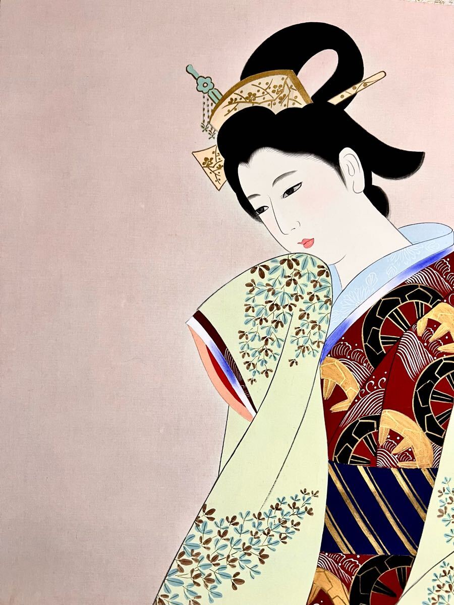 真作】【S8】小林清彦「初音」絹本 肉筆 共箱 金泥仕様 浮世絵 真作】【S8】小林清彦「初音」絹本 肉筆 共箱 金泥仕様 浮世絵