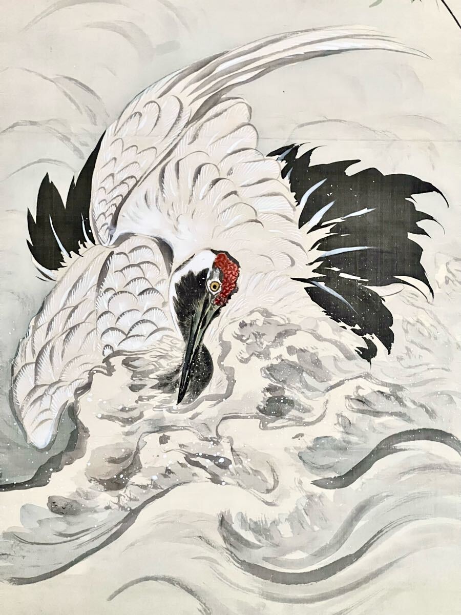 真作】【S8】黄檗瑞光祥雲「海鶴蟠桃之図」絹本 肉筆 合箱 花鳥 真作】【S8】黄檗瑞光祥雲「海鶴蟠桃之図」絹本 肉筆 合箱 花鳥