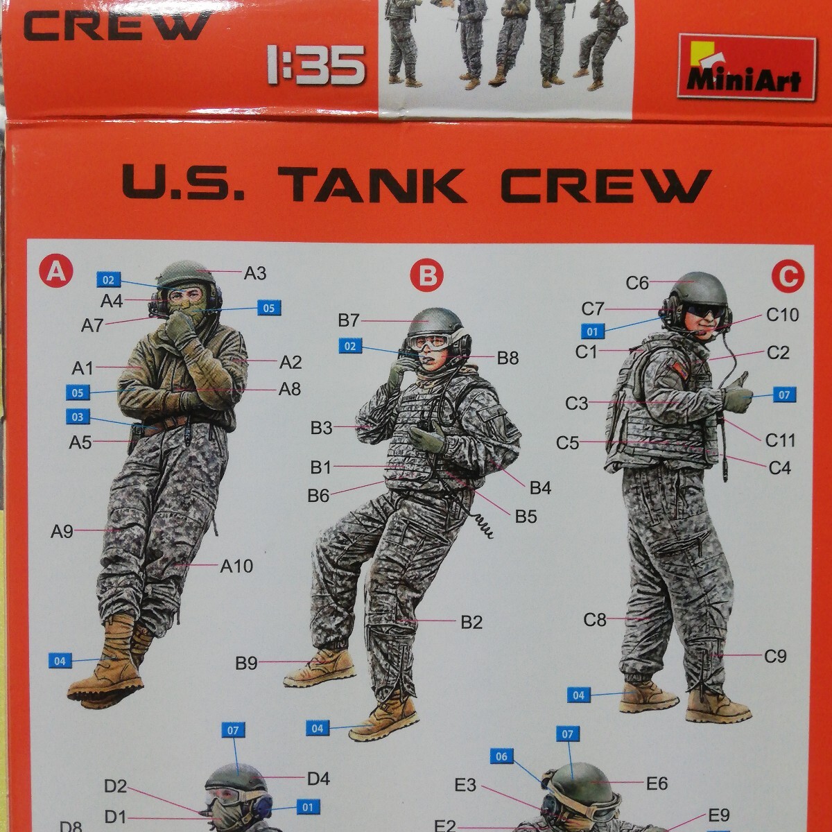 ☆地　1/35 Mini Art ミニアート アメリカ軍　現用戦車兵　将兵５名　透明部品あり　未組立_画像2
