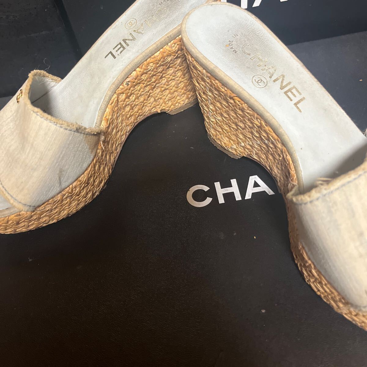 【デニム】CHANEL 厚底サンダル　/ ミュール　靴　ジーンズ