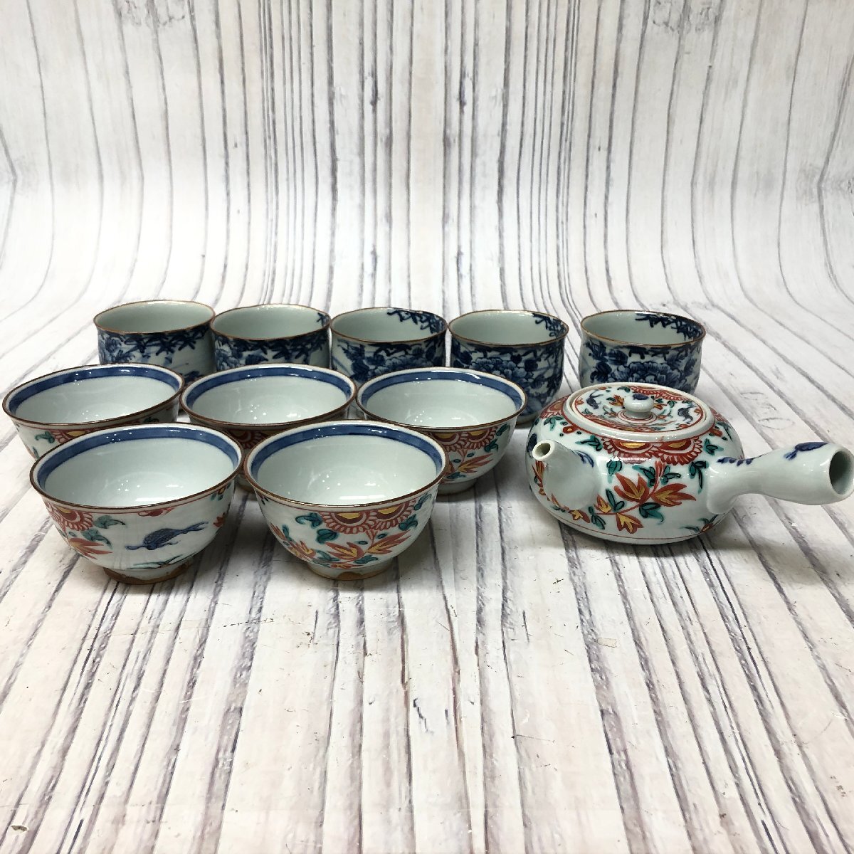 m001 I(80) 香一銘 京焼 急須 湯呑5客×2種 金彩 赤絵 色絵 染付 m001 I(80) 香一銘 京焼 急須 湯呑5客×2種 金彩 赤絵 色絵 染付