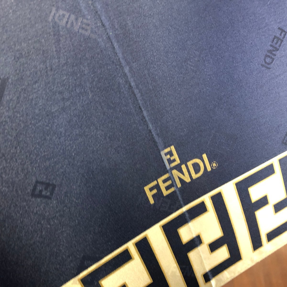 m001 KASA(120) FENDI フェンディ 傘 雨具 ズッカ ネイビー 金茶 m001 KASA(120) FENDI フェンディ 傘 雨具 ズッカ ネイビー 金茶