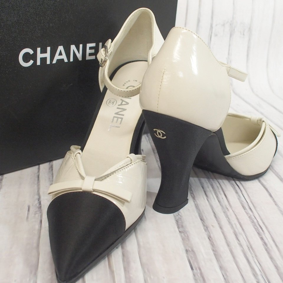 f002 F3 シャネル CHANEL バイカラー パンプス ココマーク 白 黒 f002 F3 シャネル CHANEL バイカラー パンプス ココマーク 白 黒