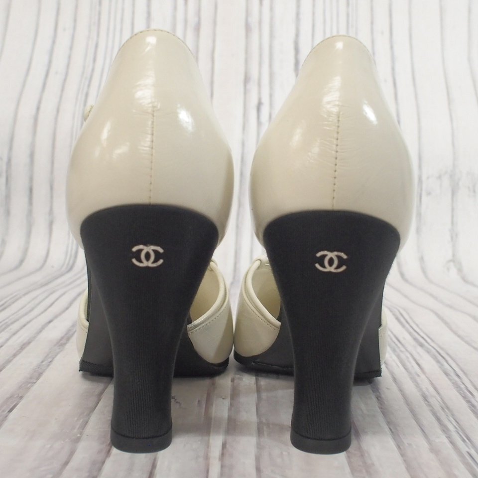 f002 F3 シャネル CHANEL バイカラー パンプス ココマーク 白 黒 f002 F3 シャネル CHANEL バイカラー パンプス ココマーク 白 黒