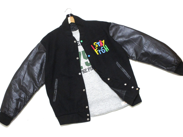 Rare 90's 黒! ビンテージ オールブラック ウール&レザー アート Rare 90's 黒! ビンテージ オールブラック ウール&レザー アート