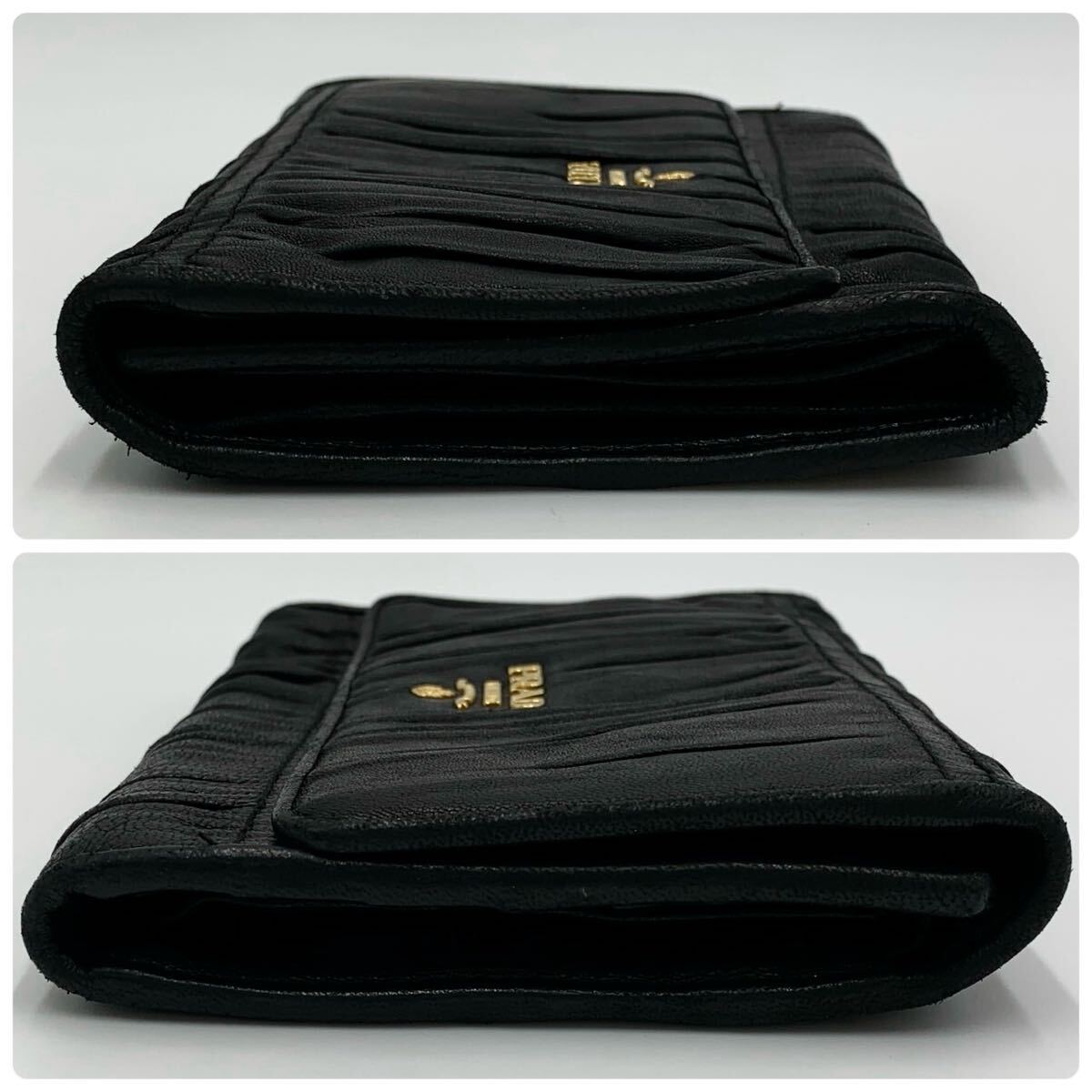 日本最大級 箱付き】PRADA プラダ 2つ折り財布 ナッパレザー ゴールドロゴ 小物