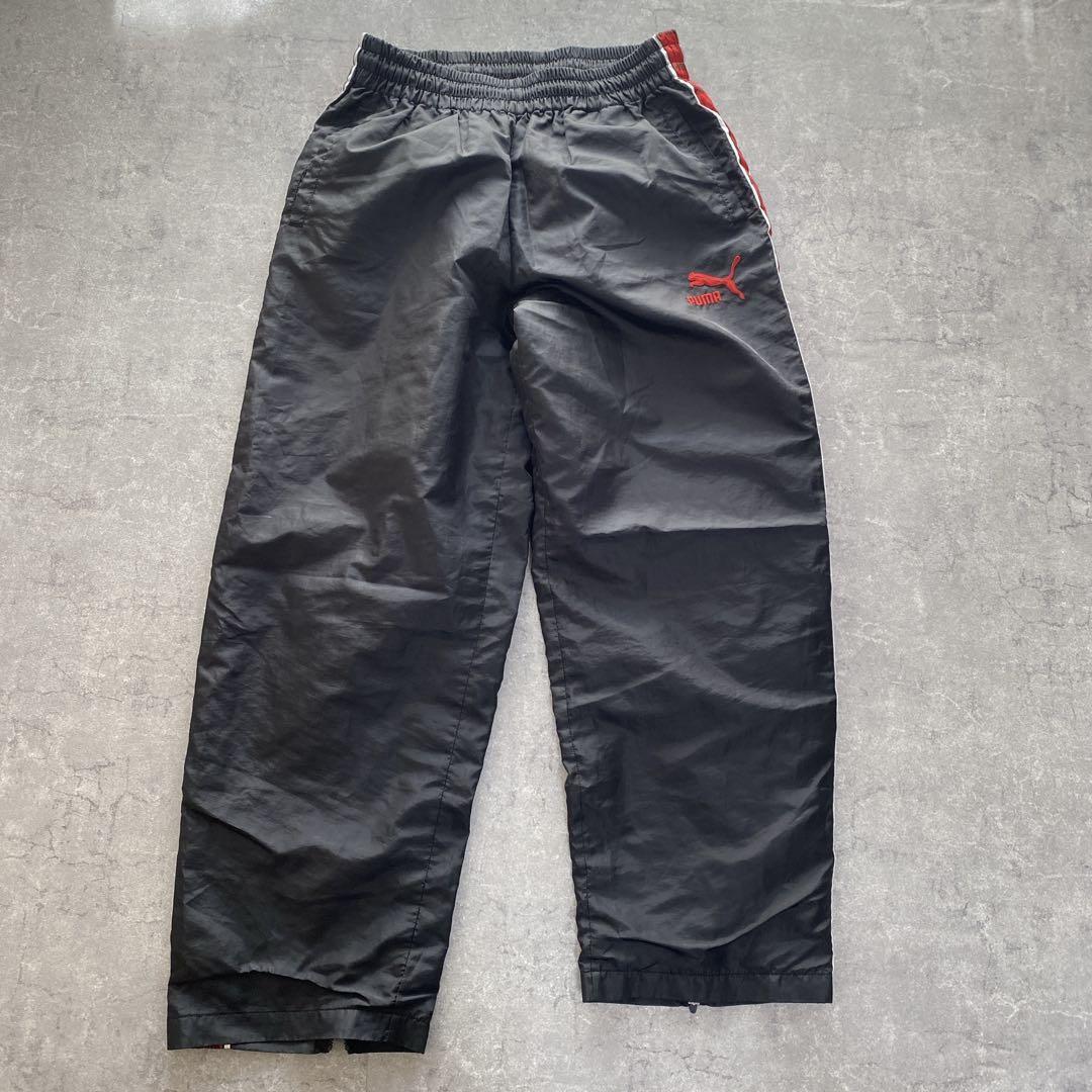 PUMA トラックジャージ　ワイドパンツ　黒 赤 HITUNION Mメンズab