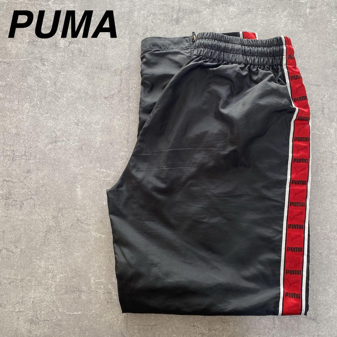 PUMA トラックジャージ　ワイドパンツ　黒 赤 HITUNION Mメンズab