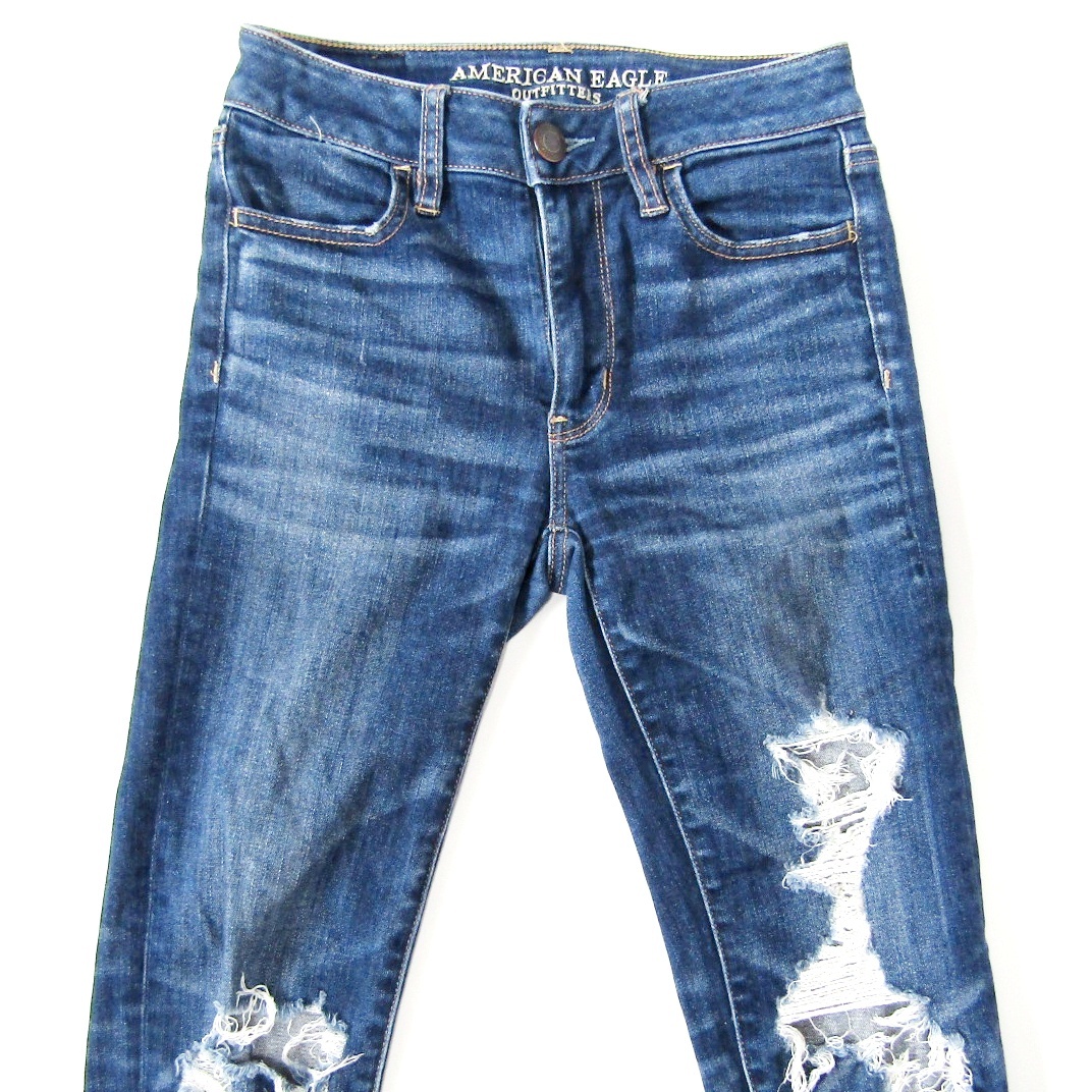 AMERICANEAGLEアメリカンイーグル▼ハイライズジェギング▼ダメージ加工▼US00SHORT▼ウエスト約66cm