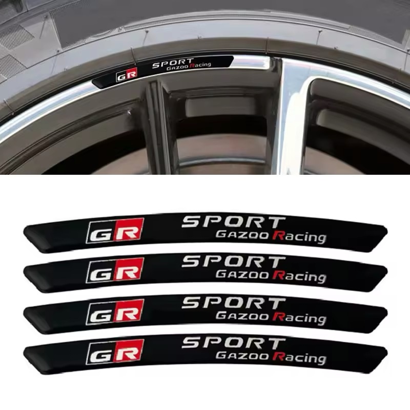 4部セット GR SPORT トヨタ TOYOTA GAZOO Racing ホイール リム ハブ アルミニウム エンブレム ステッカー デカール TRD ブラック co_画像2