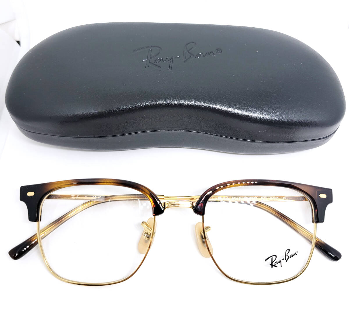 Ray-Ban レイバン 正規(guī)品 眼鏡フレーム ニュークラブマスター RX7216-2012 ゴールド べっ甲 メンズ ブロウ 度付き加工可 新品