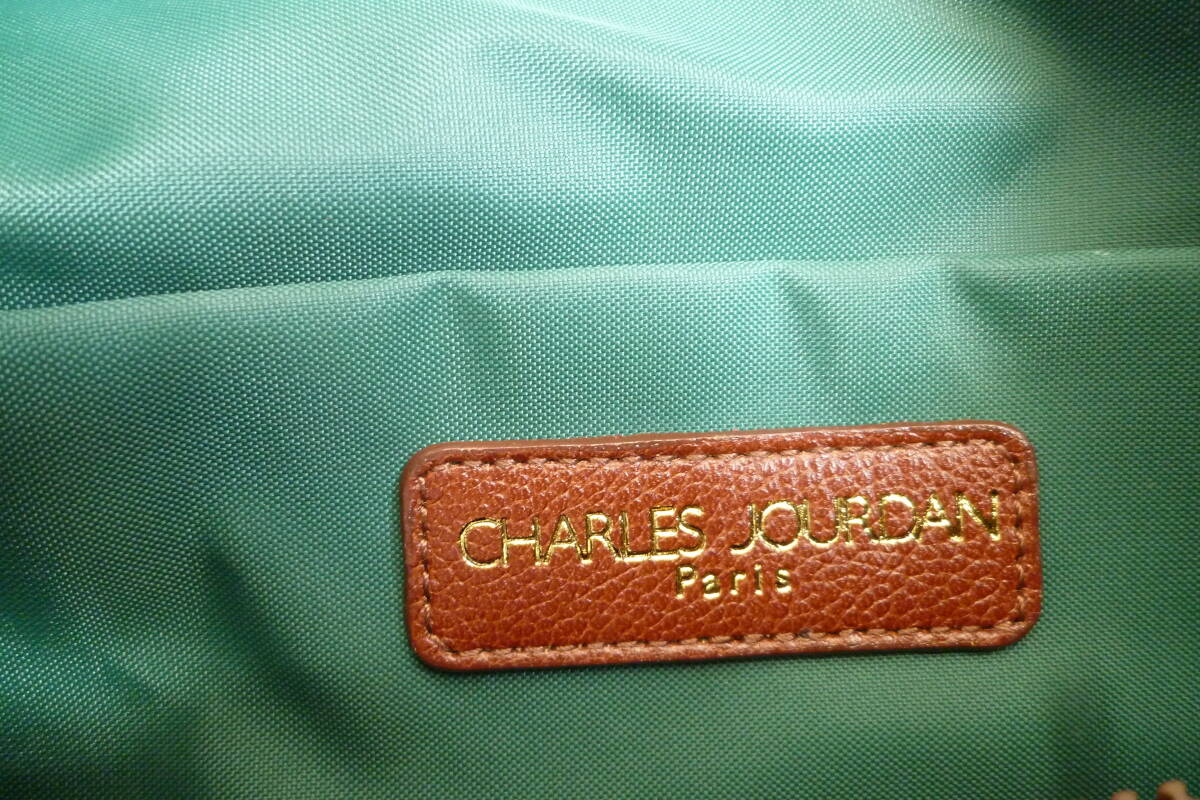 美品 シャルル ジョルダン ボストンバッグ トラベルバッグ タッセルプリント キャンバス×レザー CHARLES JOURDAN_画像10